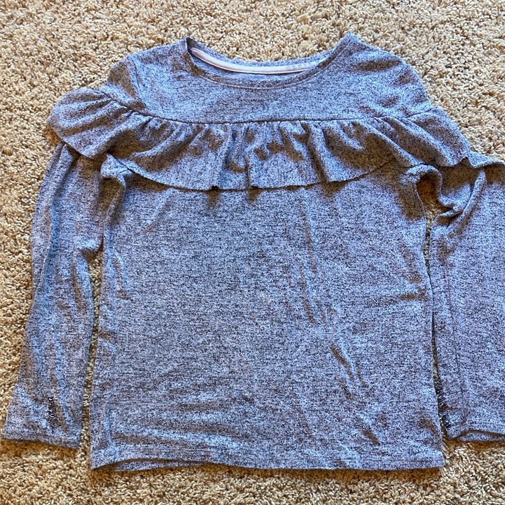 Cat & Jack Heather Gray Ruffle Long Sleeve Top